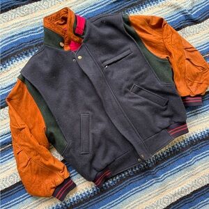 Vintage Gant Blue / Brown wool thick bomber jacket / coat  Men’s Large